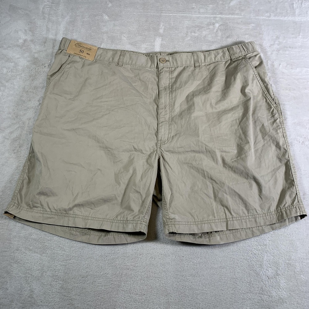 Roundtree & Yorke Shorts Mens 50 Khaki Relaxed Fit Big & Tall Elastic Waist NEW